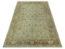 Heriz Traditional Design Beige And Blue 5.6x8 Hand Knotted Wool Area Rug