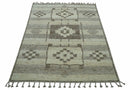 Tribal Custom Made Contemporary Beige Hand knotted Wool Area Rug