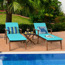 3 Pieces Portable Patio Cushioned Rattan Lounge Chair Set with Folding Table by LJGDeals
