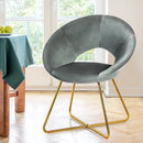 Modern Accent Velvet Dining Arm Chair with Golden Metal Legs and Soft Cushion by LJGDeals