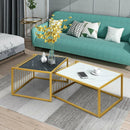 Set of 2 Modern Stackable 31.5 Inch Side Table with Waterproof Faux Marble Tabletop by LJGDeals