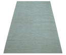 Modern Solid Design Ivory 5x8 Hand Woven Wool Area Rug
