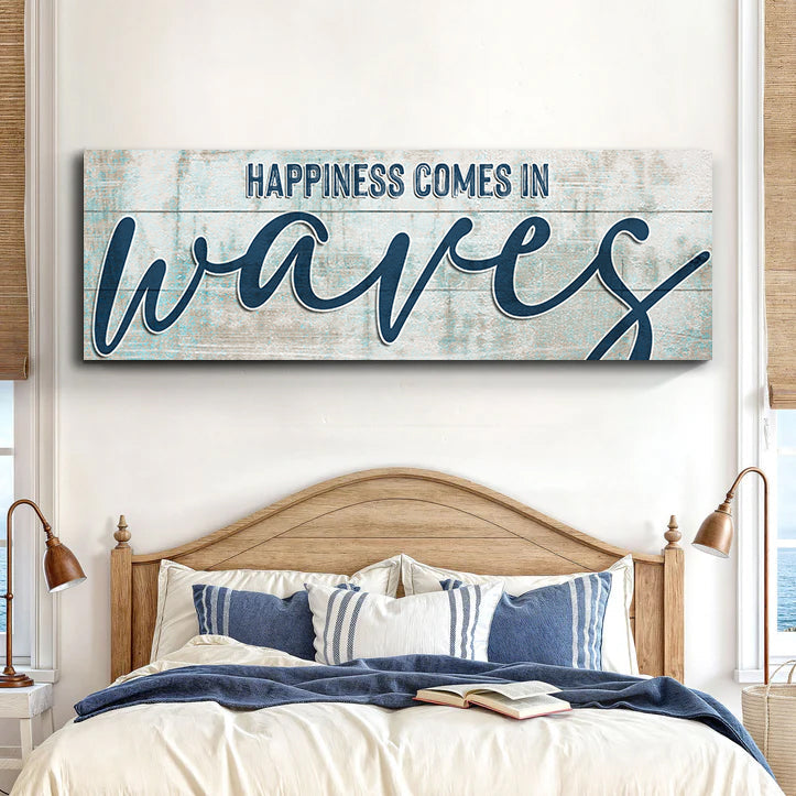 Happiness Comes In Waves Beach Sign, photo 3 of 8
