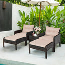 5 Pieces Patio Rattan Sofa Ottoman Furniture Set with Cushions-Black by LJGDeals