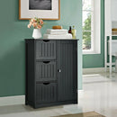Bathroom Floor Cabinet Side Storage Cabinet with 3 Drawers and 1 Cupboard by LJGDeals