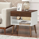 Mid-Century Nightstand with Drawer and Rubber Wood Legs by LJGDeals