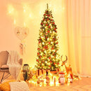 6 Feet PVC Hinged Pre-lit Artificial Fir Pencil Christmas Tree with 150 Lights by LJGDeals