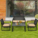 4 Pieces Patio Rattan Furniture Set with Seat Cushions and Coffee Table by DirectDeals