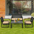 4 Pieces Patio Rattan Furniture Set with Seat Cushions and Coffee Table by LJGDeals
