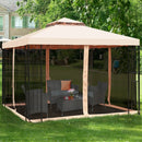 10 x 10 Feet 2-Tier Vented Metal Canopy with Mosquito Netting by LJGDeals