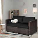 2 Pieces Patio Rattan Sectional Conversation Sofa Set-Beige by LJGDeals
