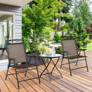 Set of 2 Patio Folding Chairs Sling Portable Dining Chair Set with Armrest by LJGDeals