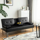 Convertible Folding Leather Futon Sofa with Cup Holders and Armrests by LJGDeals