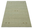 Solid Plain Beige and Charcoal Hand loom Multi size wool area Rug