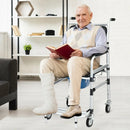 2-in-1 Aluminum Commode Shower Wheelchair with Locking Casters by LJGDeals