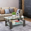 Rectangular Tempered Glass Coffee Table with Shelf by LJGDeals