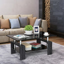 Rectangular Tempered Glass Coffee Table with Shelf by LJGDeals