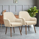 Set of 2 Fabric Upholstered Accent Chairs with Wooden Legs by LJGDeals