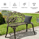 Outdoor Cast Aluminum Patio Bench Antique Rose by LJGDeals