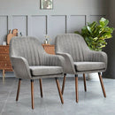 Set of 2 Fabric Upholstered Accent Chairs with Wooden Legs by LJGDeals