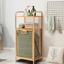 Tilt-out Bamboo Laundry Hamper with 2-Tier Shelf and Removable Liner-Natural by LJGDeals
