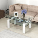 Rectangle Glass Coffee Table with Metal Legs for Living Room by DirectDeals