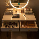 Vanity Set with 3-Color Lighted Touch Screen Dimming Mirror and 4 Drawers by LJGDeals