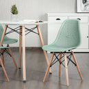 2 Pcs Modern Plastic Hollow Chair Set with Wood Leg by LJGDeals