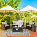4 Pieces Outdoor Rattan Furniture Set with Glass Table by LJGDeals