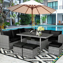 7 Pieces Patio Rattan Dining Furniture Sectional Sofa Set with Wicker Ottoman by LJGDeals