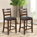 2 Pieces Counter Height Chairs with Fabric Seat and Rubber Wood Legs by LJGDeals