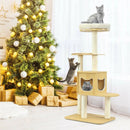 4 Levels Modern Wood Cat Tower with Washable Mats-Walnut by LJGDeals