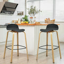 Set of 2 Modern Barstools Pub Chairs with Low Back and Metal Legs by LJGDeals