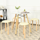 Set of 4 Bentwood Round Stool Stackable Dining Chairs with Padded Seat by LJGDeals