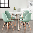 4 Pieces Modern Plastic Hollow Chair Set with Wood Leg by LJGDeals