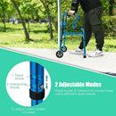 Adjustable Heavy-Duty Folding Walker with Unidirectional Wheels and Bi-Level Armrests-Black by LJGDeals