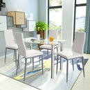 5 Pieces Dining Set with 4 PVC Leather Chairs by LJGDeals