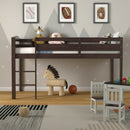 Wooden Twin Low Loft Bunk Bed with Guard Rail and Ladder by LJGDeals