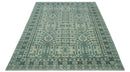 Custom Made Ivory And Gray Turkish Khotan Design Hand Knotted Wool Rug