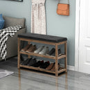 2-Tier Wooden Shoe Rack Bench with Padded Seat by LJGDeals