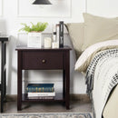 Nightstand with Drawer and Storage Shelf for Bedroom Living Room-Espresso by DirectDeals
