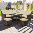 6 Pieces Patio Rattan Dining Sofa Funiture Set by LJGDeals