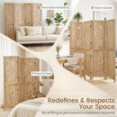 4-Panel Wooden Room Divider with Palm Leaf Design, 67" Tall