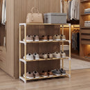 3-Tier Solid Wood Shoe Rack with Slatted Shelves by LJGDeals