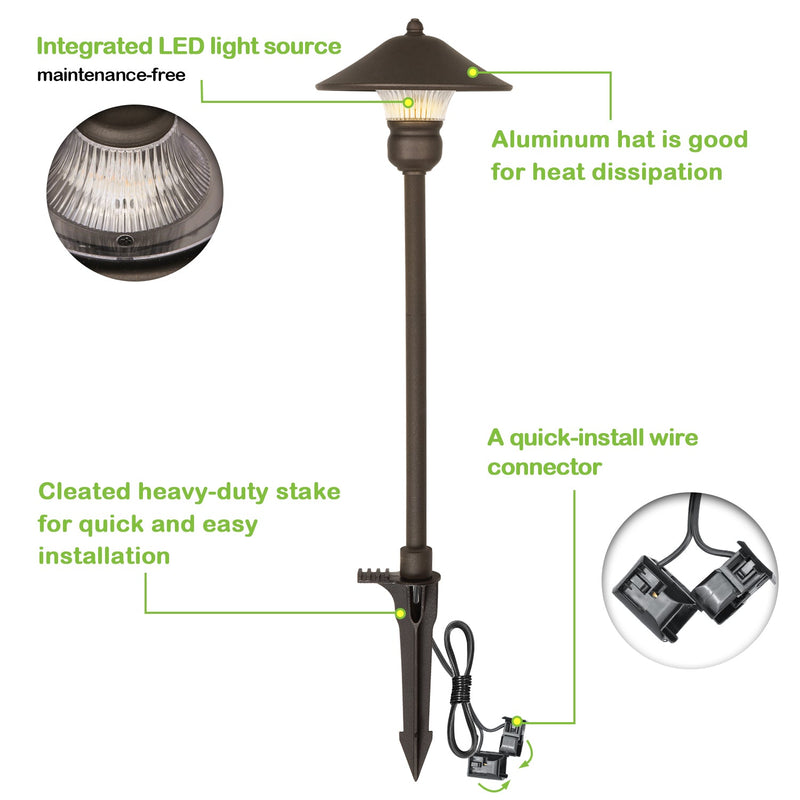 LED Landscape Light Kits For Pathway, 12V AC, 10W 390LM Spot Light (2 Heads) + 3W 150LM Flood Light (6 Heads), ORB Finish, Driver & Cable NOT included in Kit