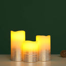 Silver Real Wax Battery Powered Candle ( Set of 3 )