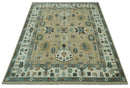 Hand knotted Peach, Ivory and Gray 8x10 Oriental Oushak wool area rug by The Rug Decor