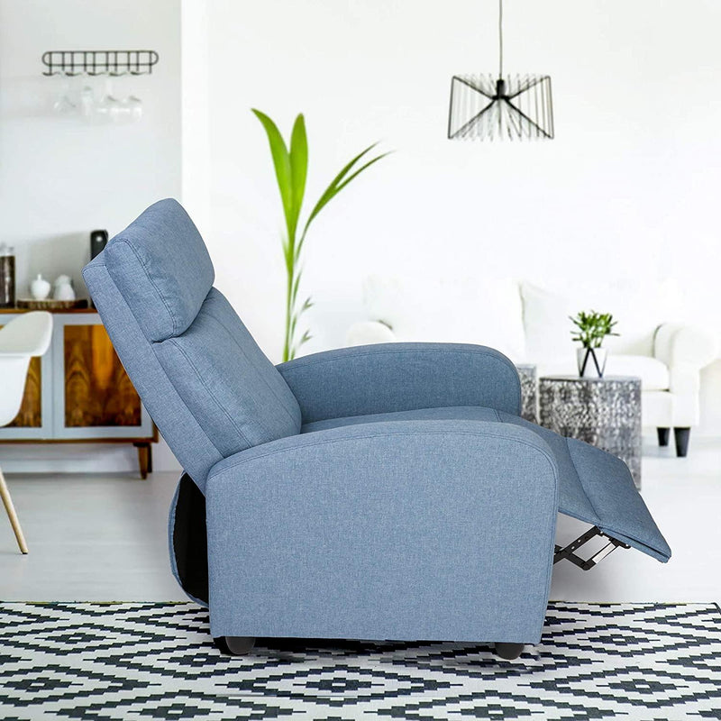 Fabric Recliner Chair Adjustable Single Sofa Home Theater Seating Recliner Reading Sofa for Living Room & Bedroom, Blue