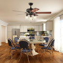 52 Inch Ceiling Fan Light with Pull Chain and 5 Bronze Finished Reversible Blades by LJGDeals