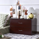 2-Drawer Dresser Horiztonal Organizer End Table Nightstand with Handle Wood-Brown by LJGDeals